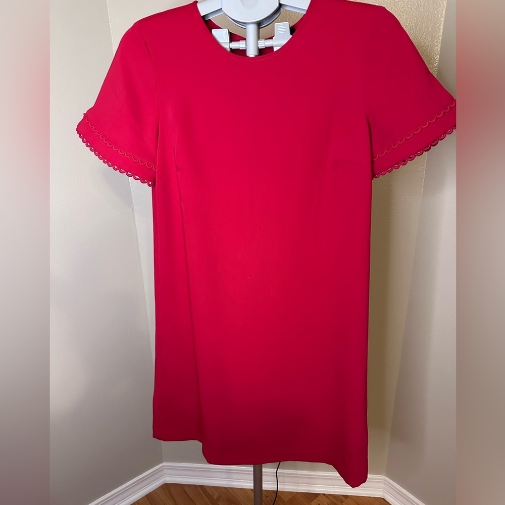 Ann Taylor Red Flutter Sleeve A-line Dress